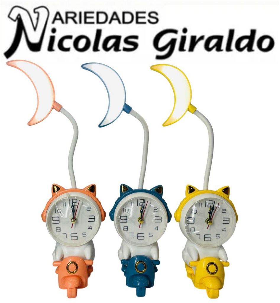 Lampara led gato con reloj