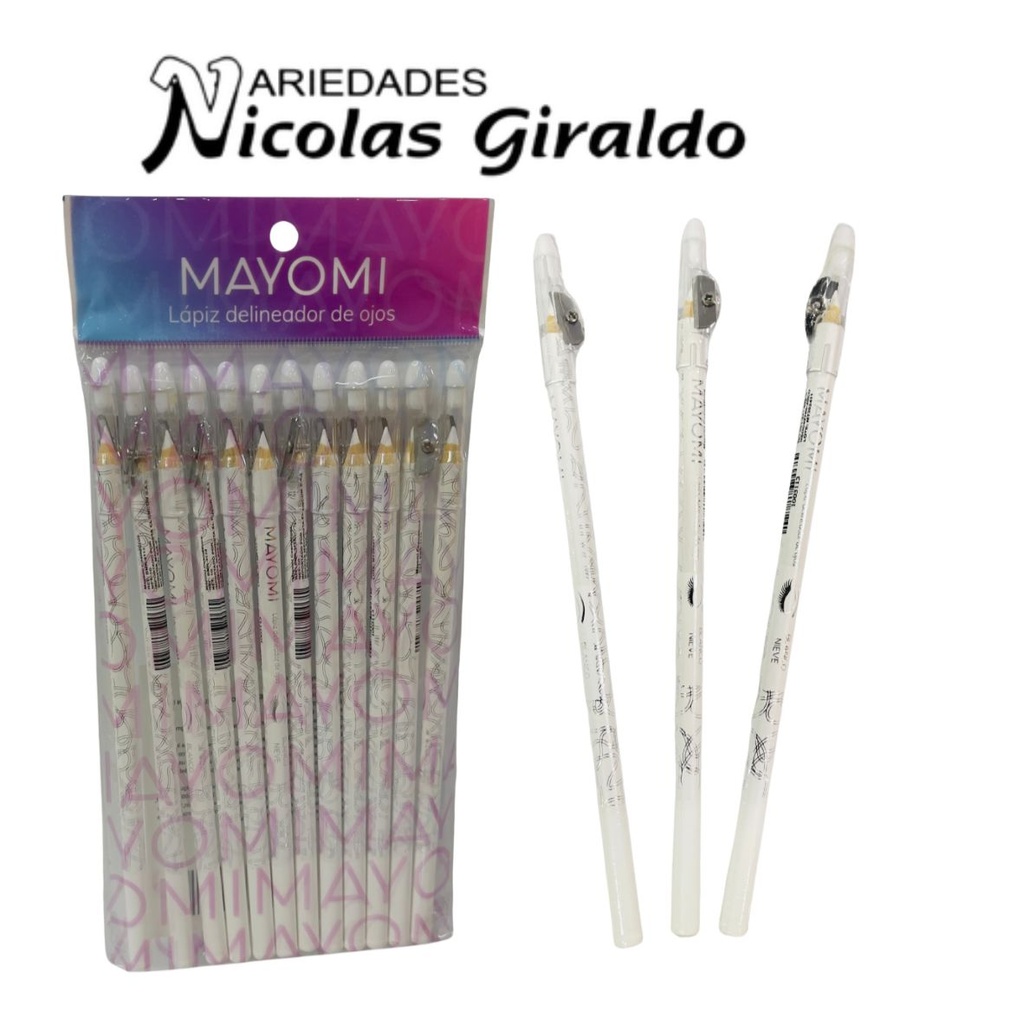 (YG252-L)Lapiz ojos sencillo blanco x12 unidades 