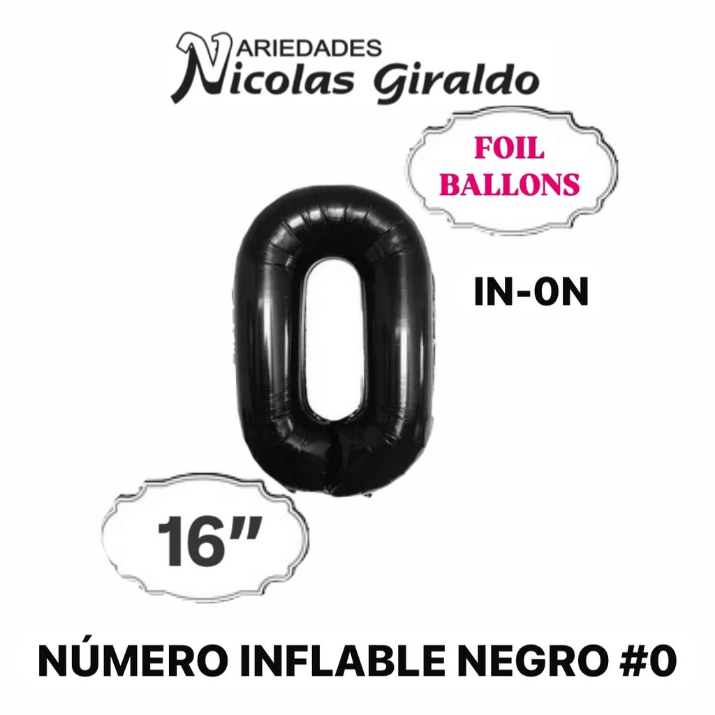 Numero inflable negro #0 (DF-013)