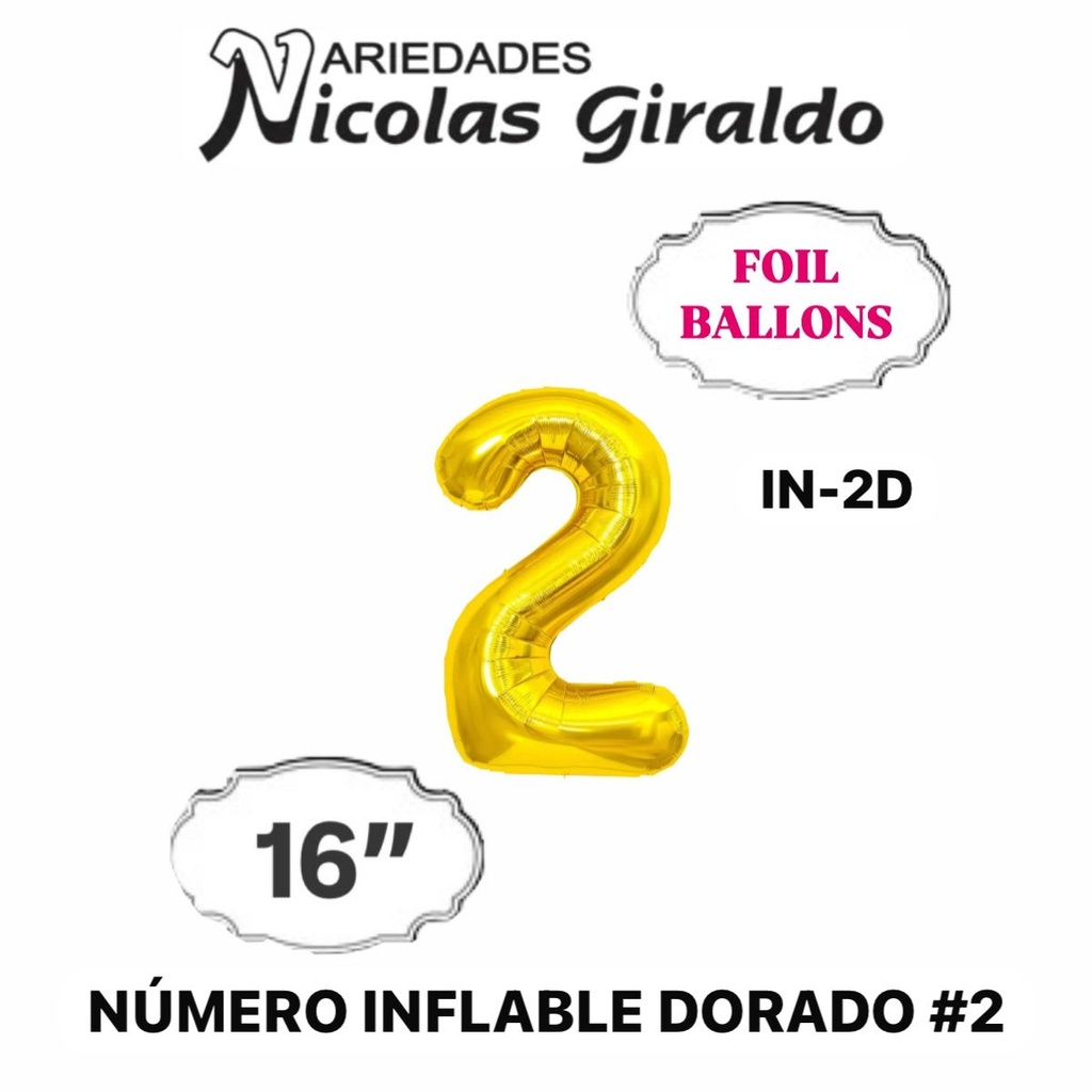 @(YN-340) Numero inflable dorado #2 