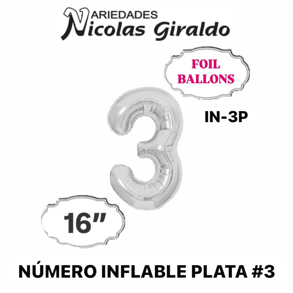 @(1404P) Numero inflable plata #3