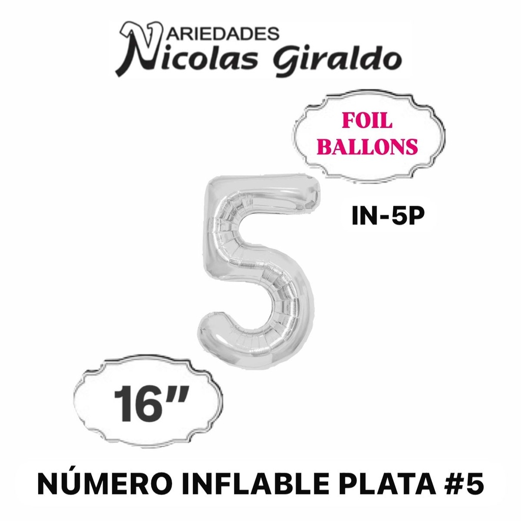 @(1404P) Numero inflable plata #5