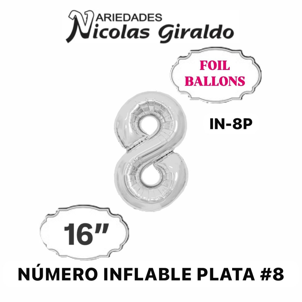 @(1404P) Numero inflable plata #8