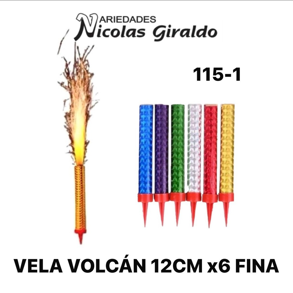 Vela volcan 12cm x6 fina 