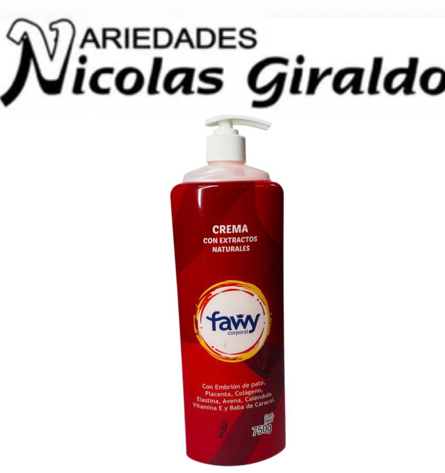Crema corporal fawy roja (rosada)x750ml 