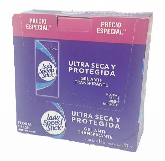 Desodorante sobre lady gel 8g x18 sachets