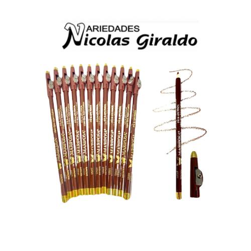 Lapiz ojos mariposa cafe claro bolsa X12 