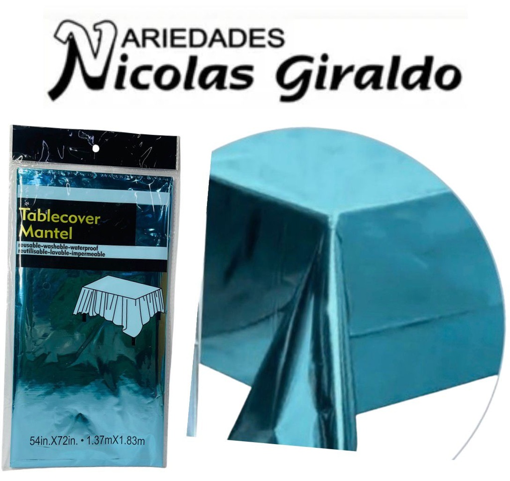 Mantel fiesta brillante azul claro
