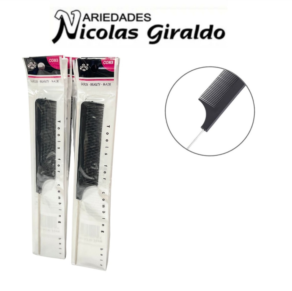 Peine cole raton metal negro PQT X12  