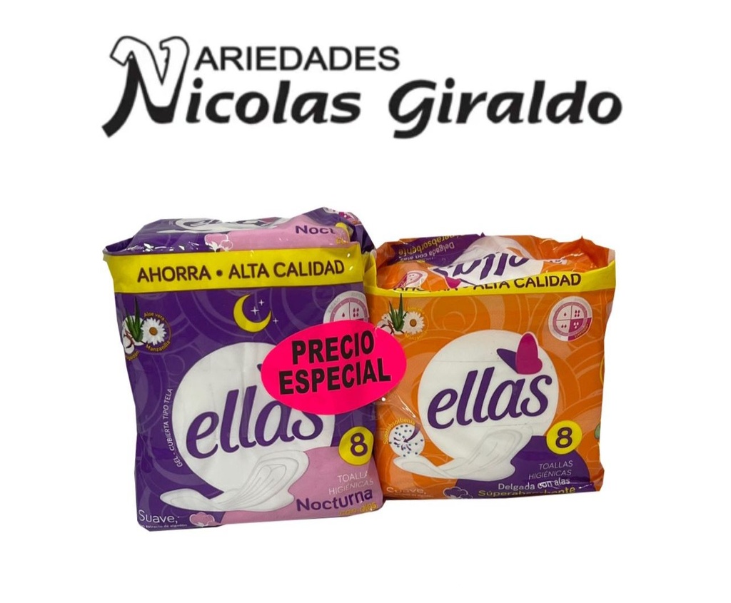 Toalla ellas nocturna x2 bolsa produsa 