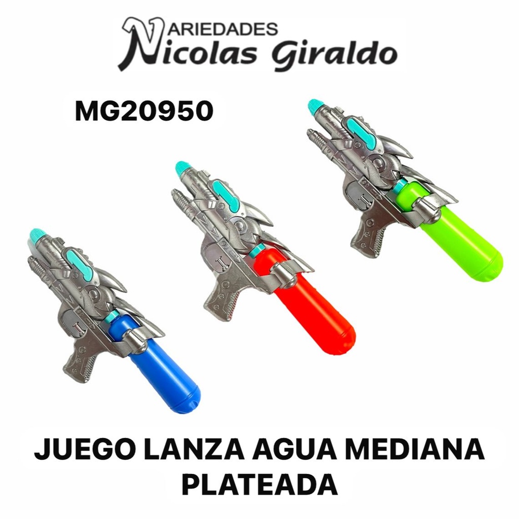 Juego lanza agua mediana plateada