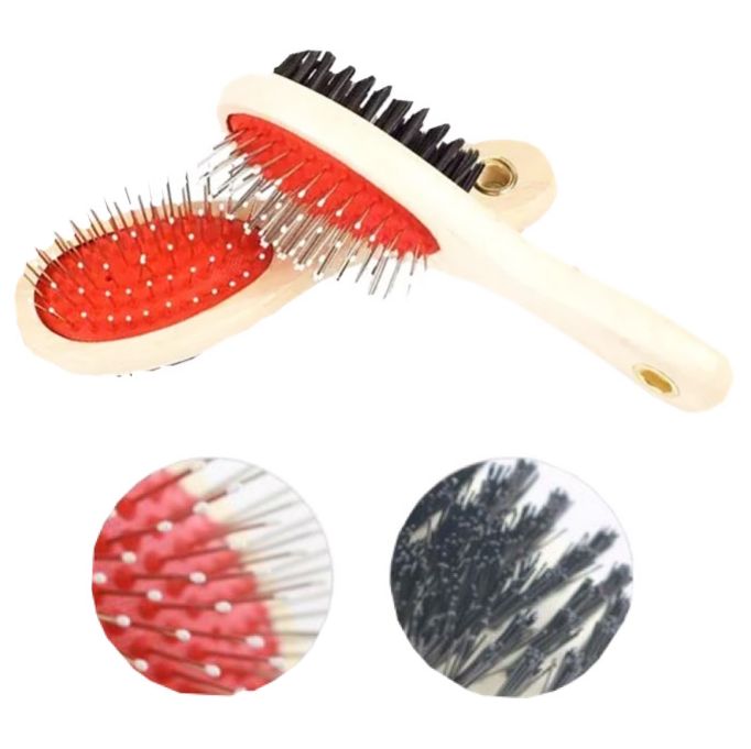 Cepillo mascota madera doble mediano