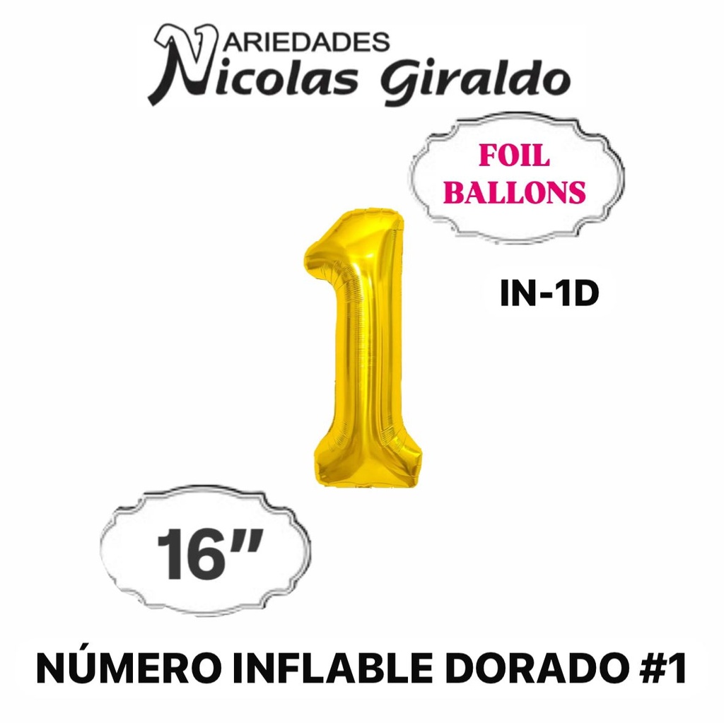 @(YN-340) Numero inflable dorado #1