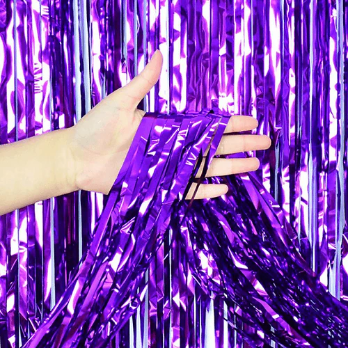 Cortina fiesta brillante 2x1mt morada violeta