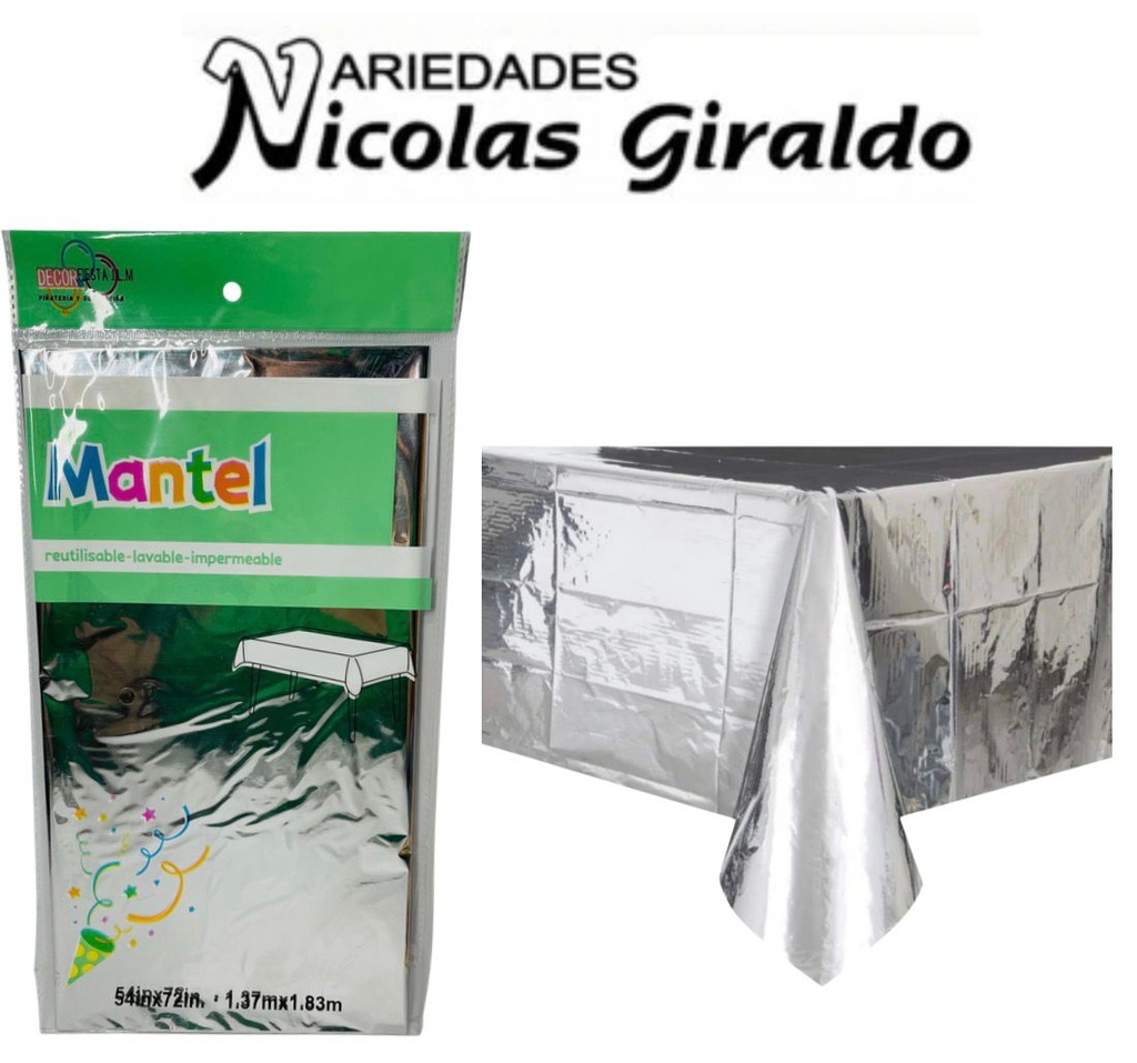 Mantel fiesta brillante plata (NA643P)