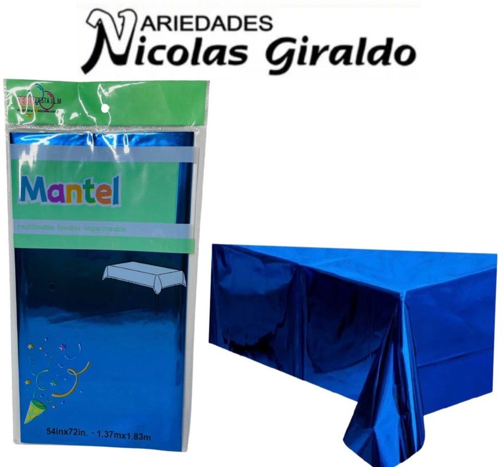 Mantel fiesta brillante azul oscuro 