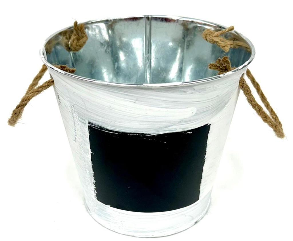 Balde decorativo blanco grande