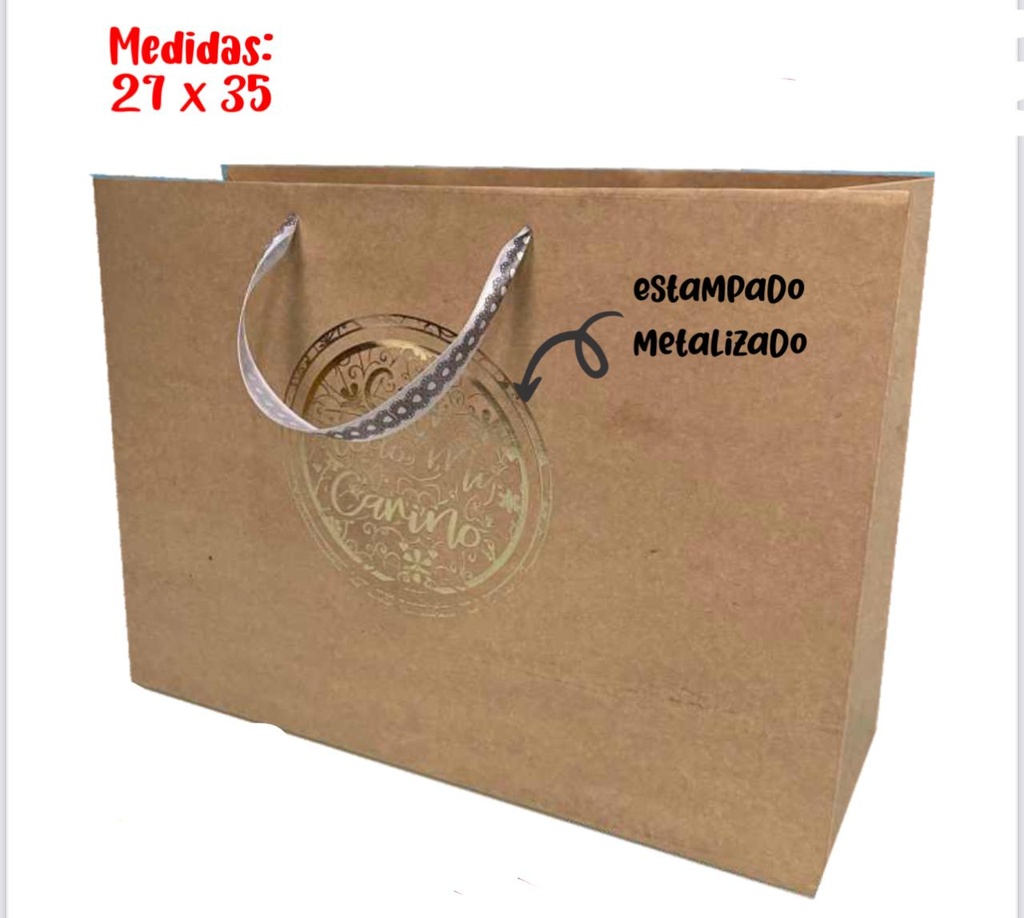 Bolsa regalo cariñito grd horizontal kraft estampada