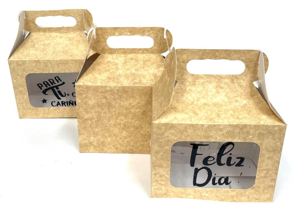 Caja lonchera mediana acetato con mensaje 15x10 pqt x6