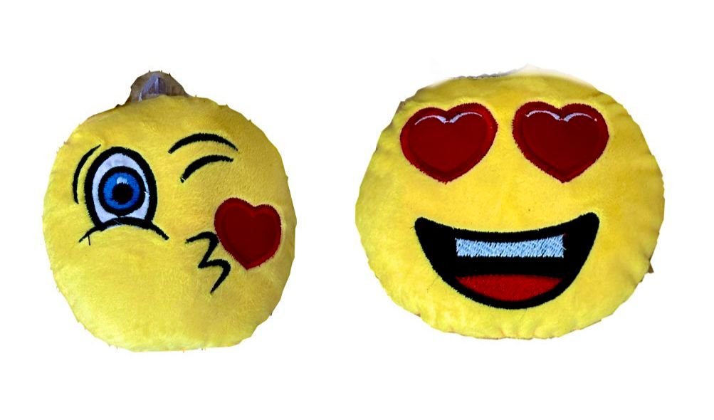 Llavero cojin emoticon pequeño bordado 14x14