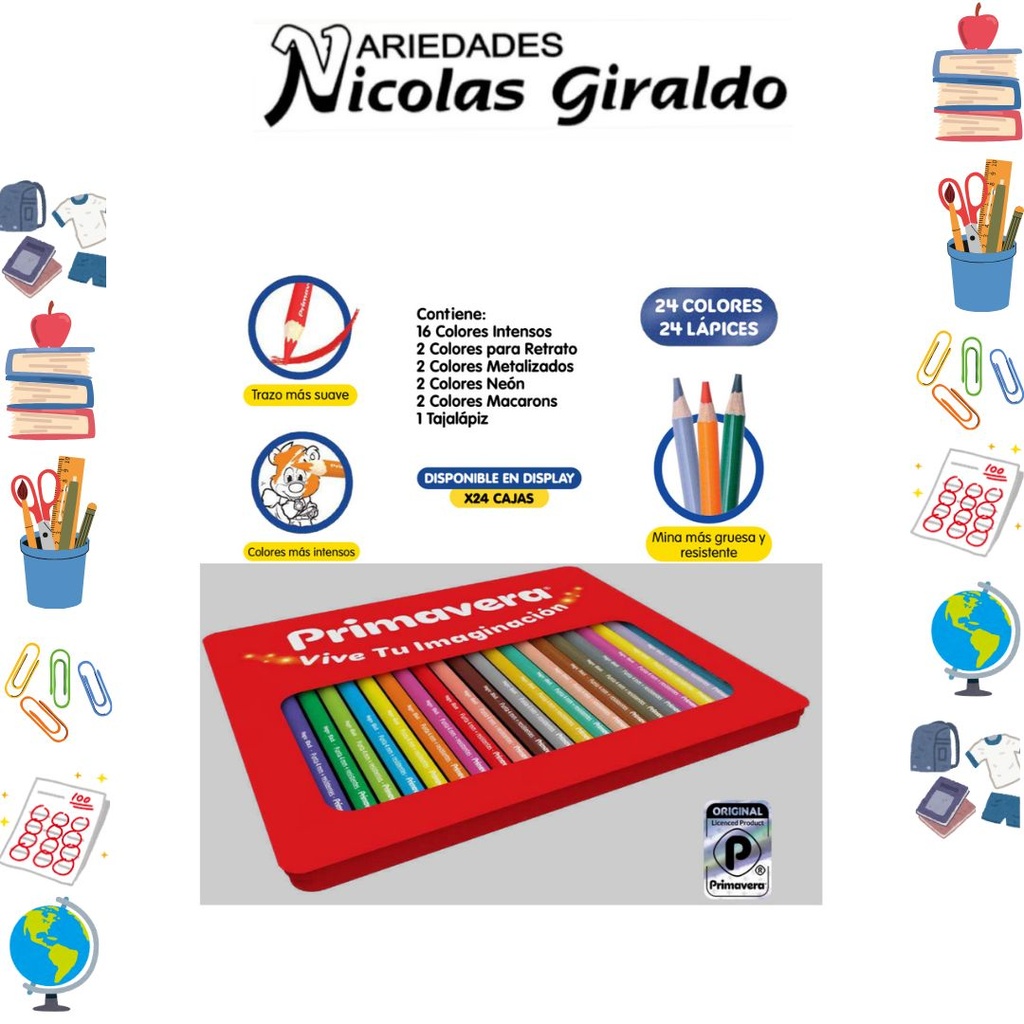 Color primavera caja metalica x24 