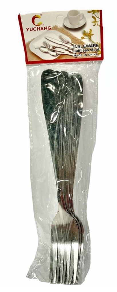 (T6-TE)Tenedor metal fino paquete x6 