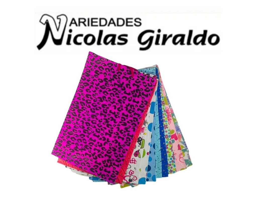 @Bolsa regalo corrugada estampada fina grande pqt x12