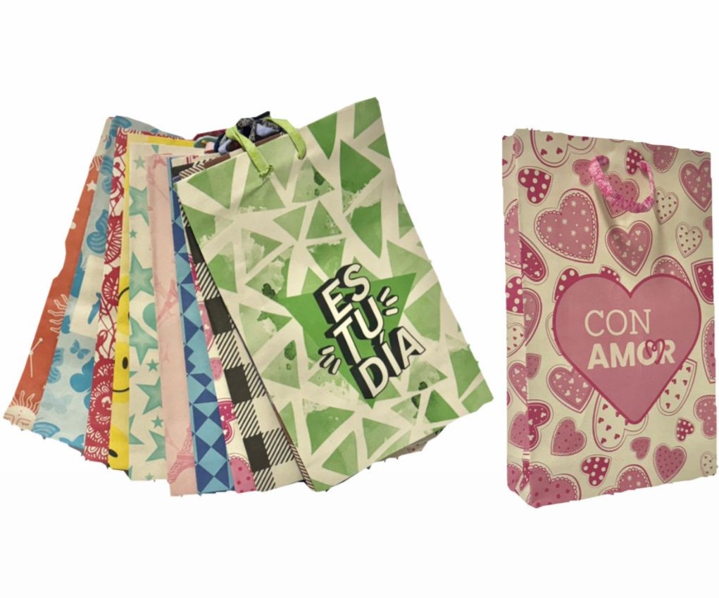 @Bolsa regalo pastel estampada grande pqt x12