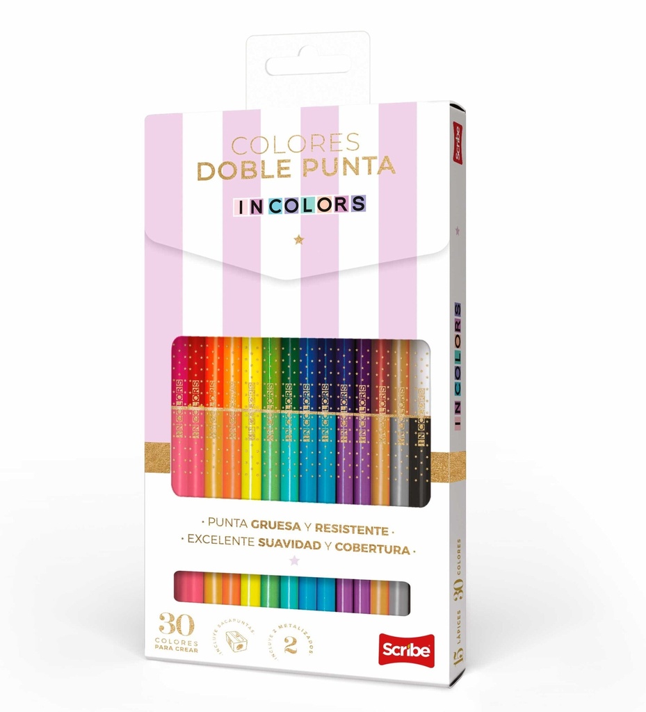 Color scribe incolors doble punta x15 piezas 30 colores