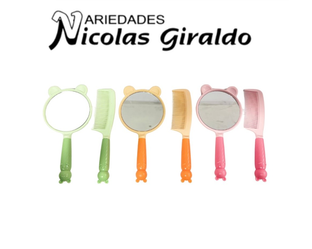 Set cepillo mas espejo figuras 