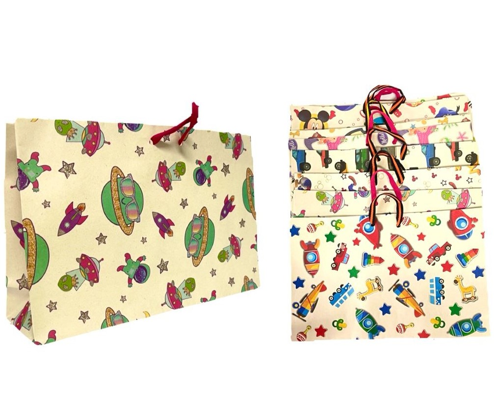 @Bolsa regalo horizontal estampada grande pqt x12