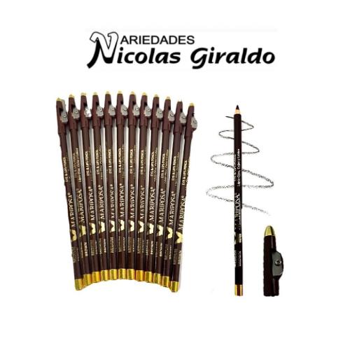 Lapiz ojos mariposa cafe medium bolsa X12 