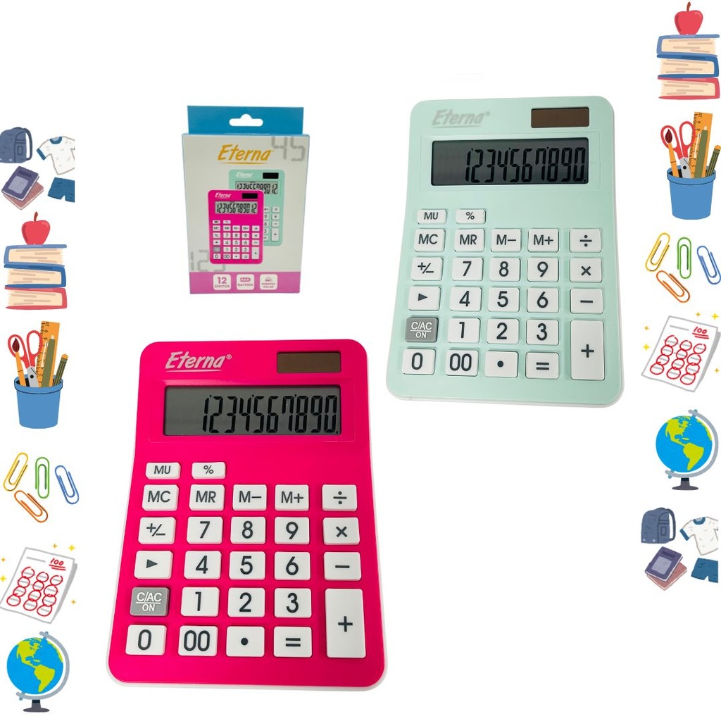 Calculadora eterna 12 digitos color pastel