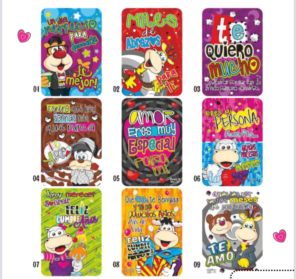 Tarjeta cariñitos x12
