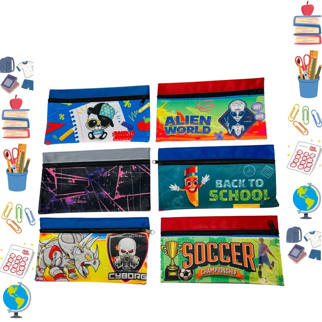 Cartuchera estampada futuro 1 cierre paquete x6