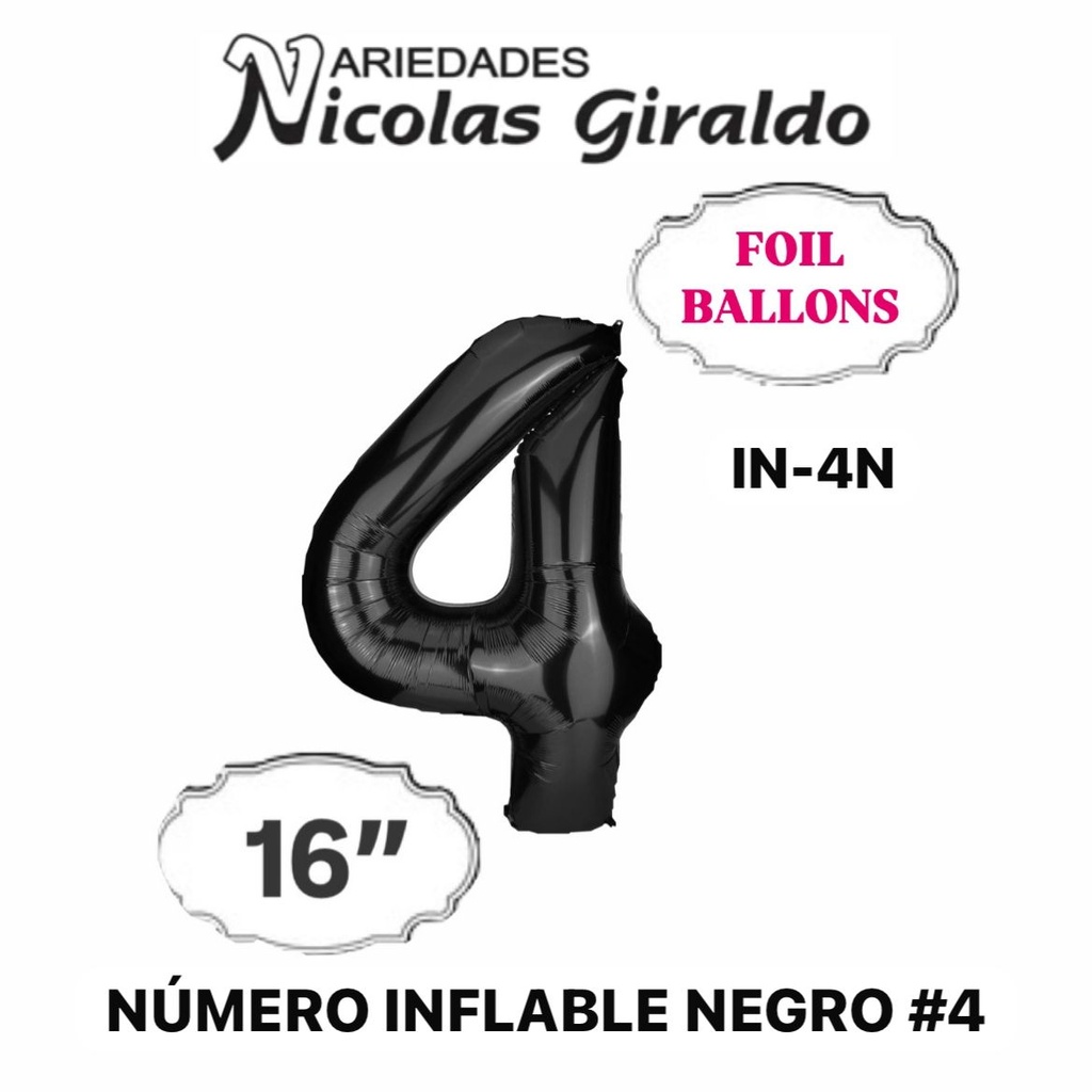 Numero inflable negro #4 (1404P)