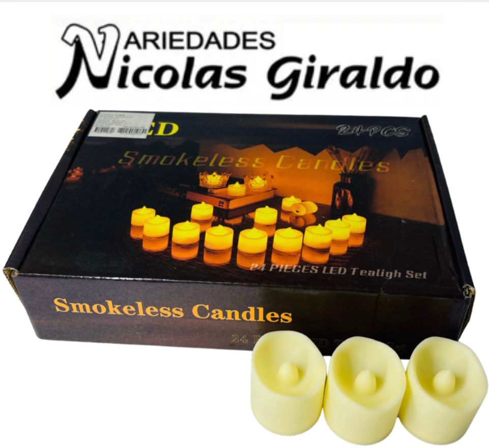 Vela pila mini blanca  luz calida X24 