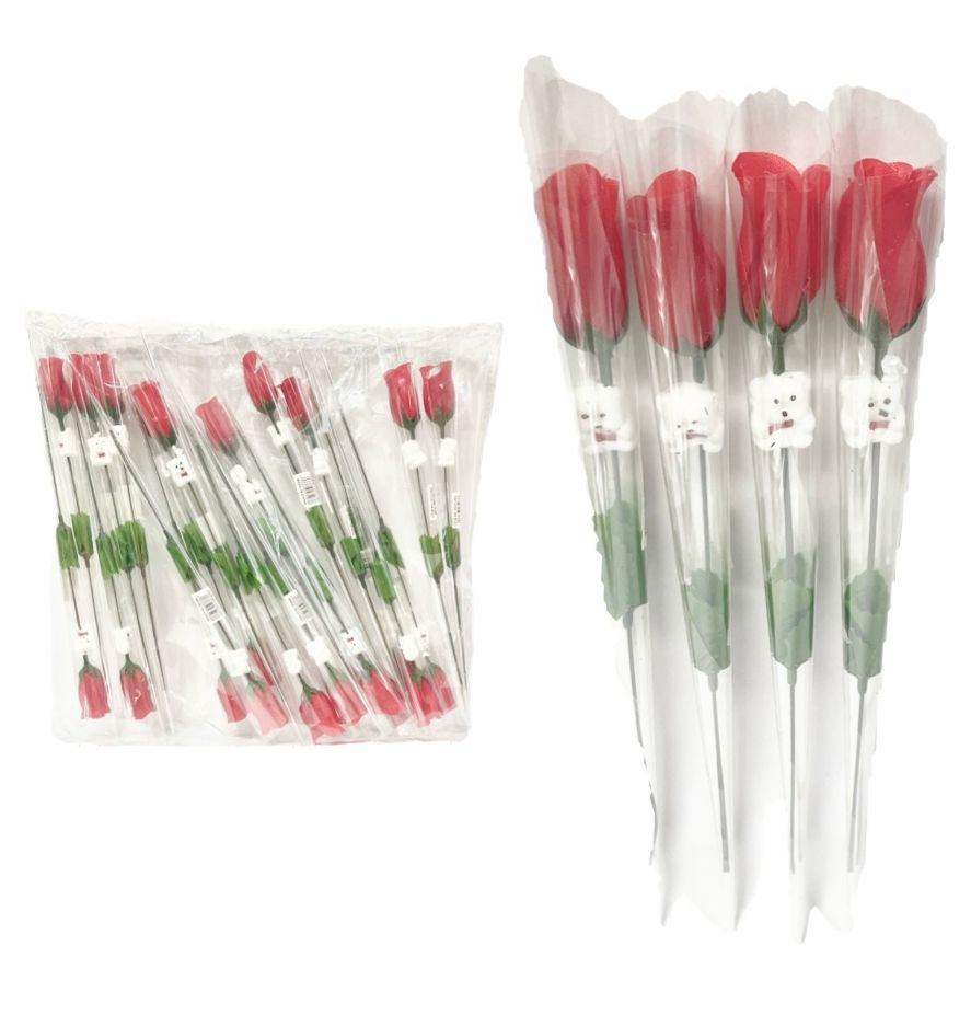 Flor acetato pequeña con oso paq x24 (25BRUNA25-02)