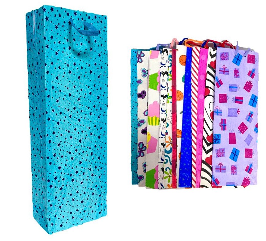 @Bolsa regalo corrugada estampada Botellera pqt x12