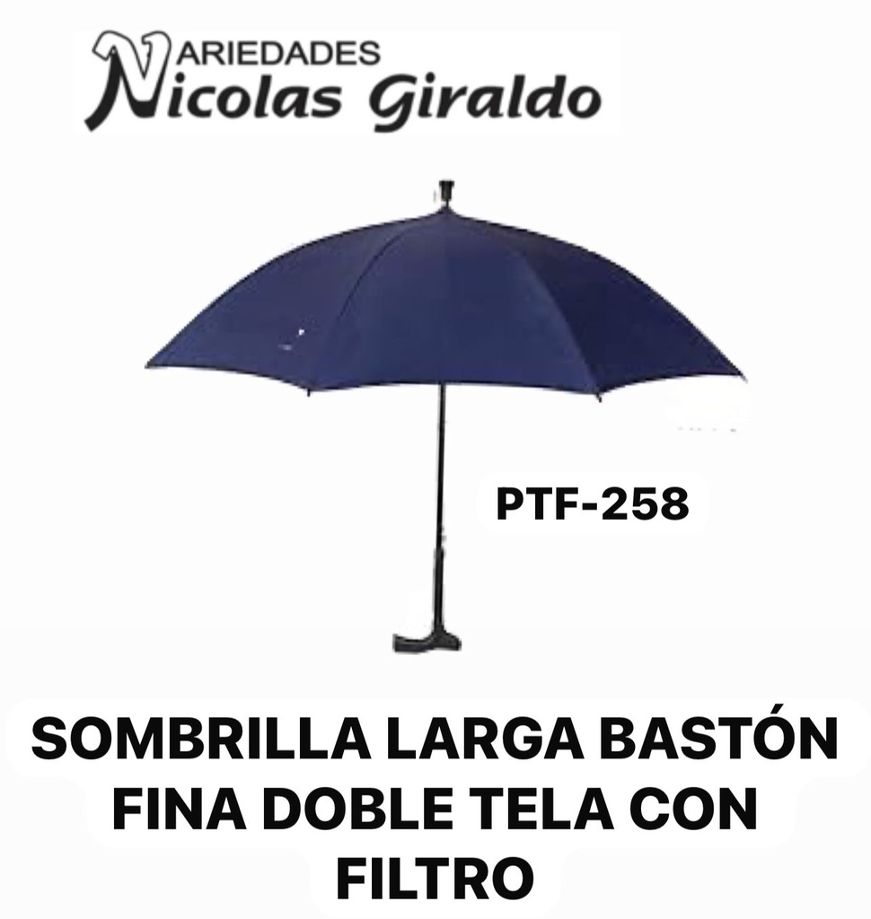 Sombrilla larga baston fina doble tela con filtro 