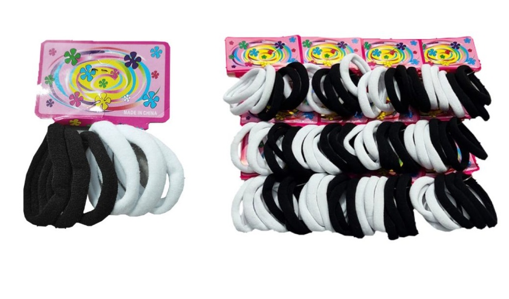 @Chulo resorte licra x6 blanco y negro  bolsa x12 