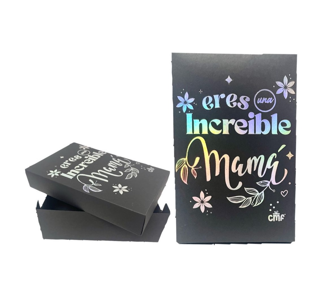 Caja regalo mediana metalizada con mensaje  