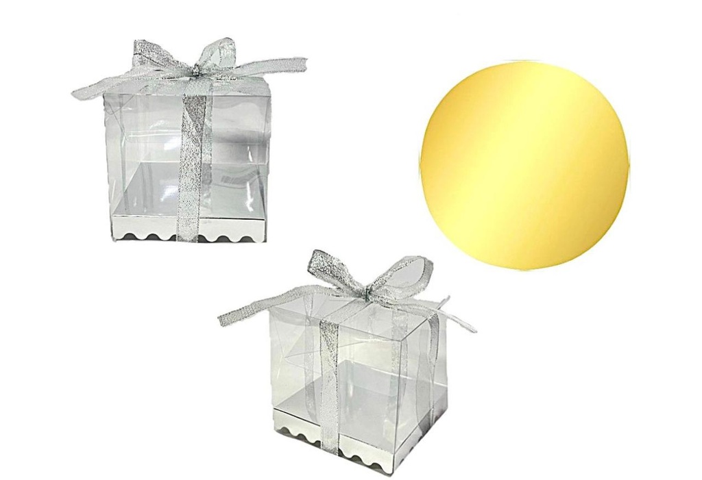 Caja ancheta acetato moño 15x15 mediana