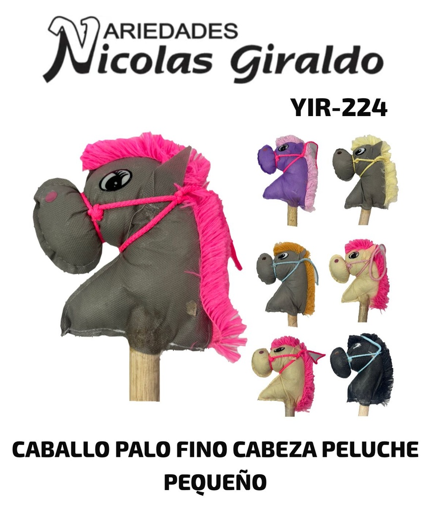 Caballo palo fino cabeza peluche pequeño