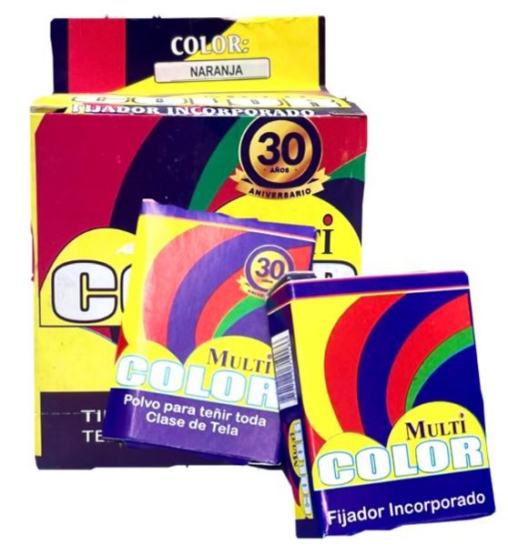 Tinte ropa multicolor naranja caja x12
