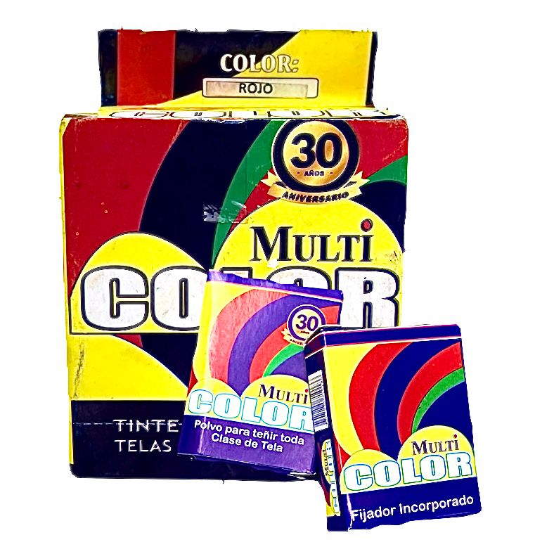 Tinte ropa multicolor rojo caja x12