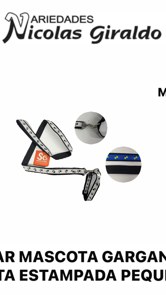 Collar mascota gargantilla riata estampada pequeño