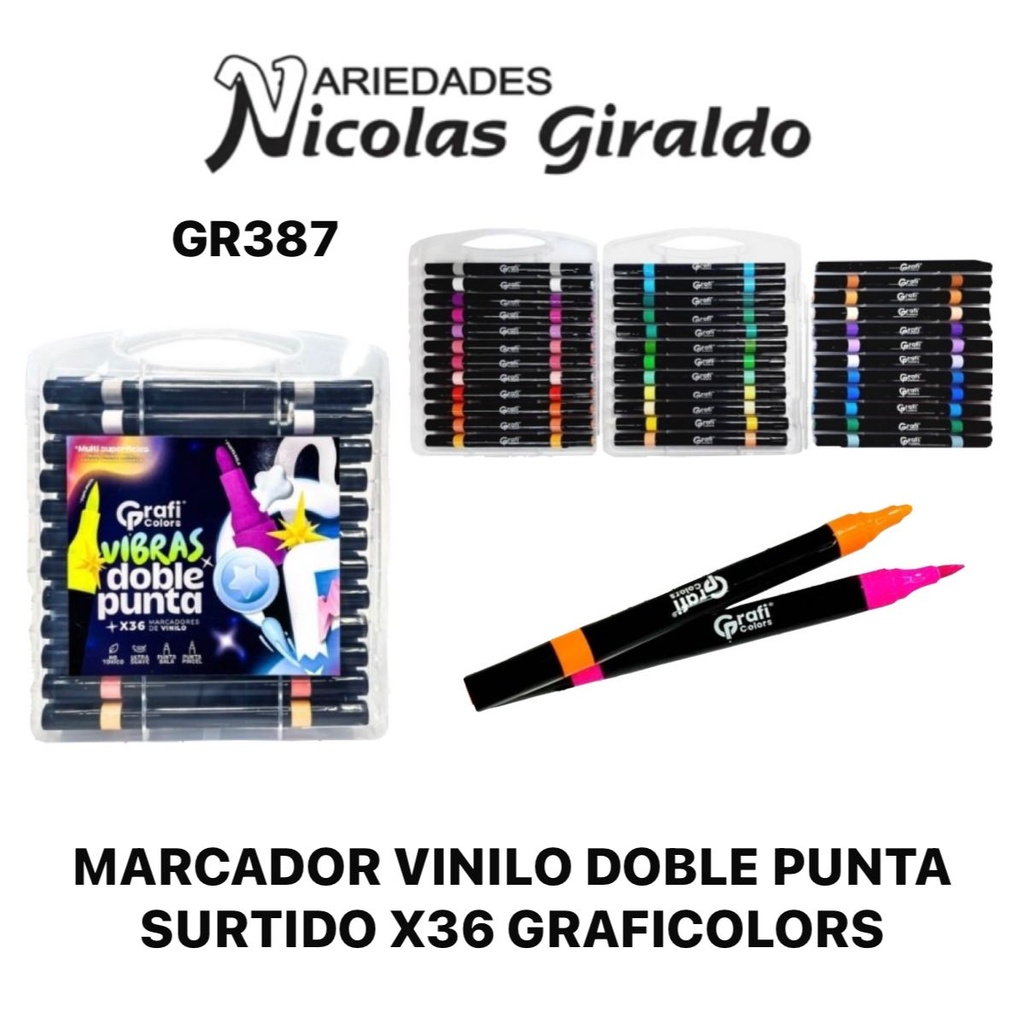 Marcador vinilo doble punta surtido x36 graficolors 