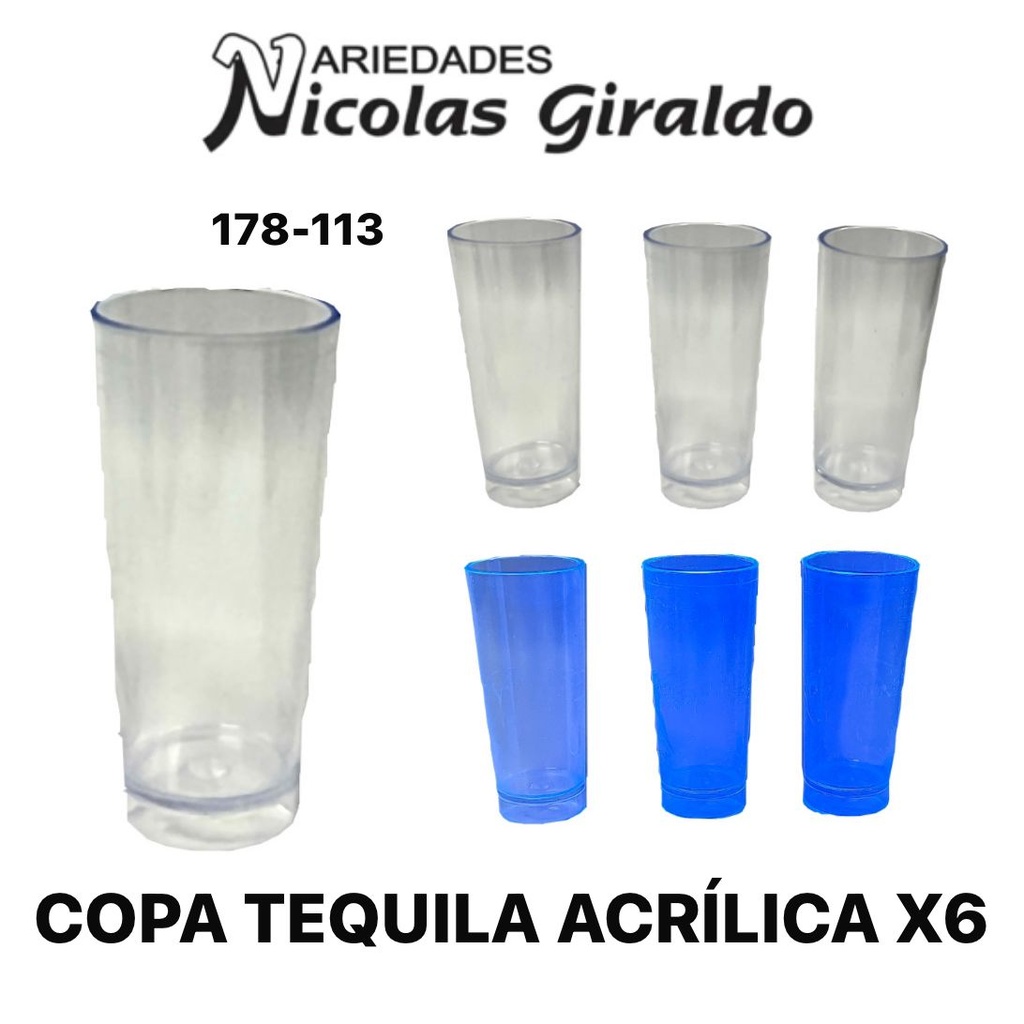 Copa tequila acrilica x6