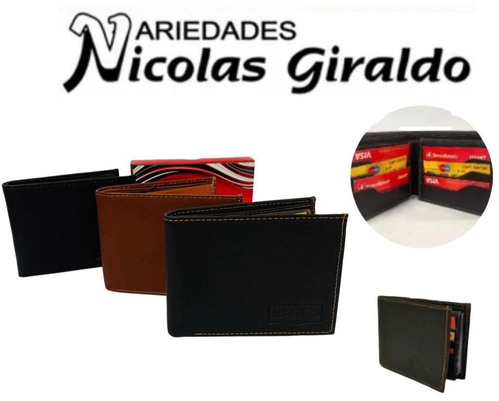 Billetera hombre de cuero fina en caja